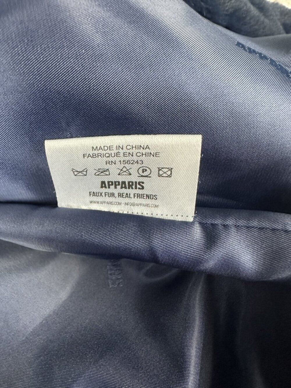 APPARIS Goldie Navy Blue Faux Fur Hooded Coat Jacket Size S Small Plush Winter - Picture 6 of 14